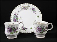 Royal Albert Violets February Tea Cup, Mug, Plate