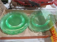 COLLECTION OF VASELINE GLASS PLATES