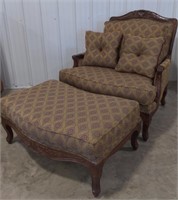 (T) Ethan Allen Wide Chair and Ottoman.