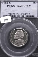 1988 S PCGS PF69DC JEFFERSON NICKEL