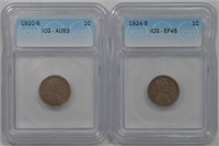 2- Lincoln Head Cents Graded (1920-S, 1924-S)