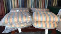 8 Resin Treated Striped Chair Cushions  20" X 22"