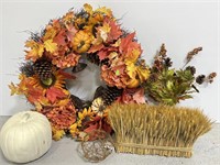 Large fall wreath and decor items for the home