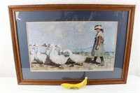 Framed James Guthrie "Girl With Geese" Print