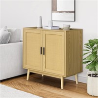 Rattan Buffet Sideboard Cabinet with Storage