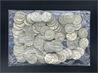 100 silver quarters (mixed dates)