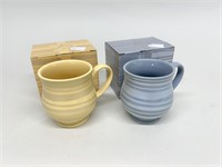 Deluxe Striped Ceramic Mugs Gift Set