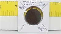 1858 Province Of Canada 1 Cent