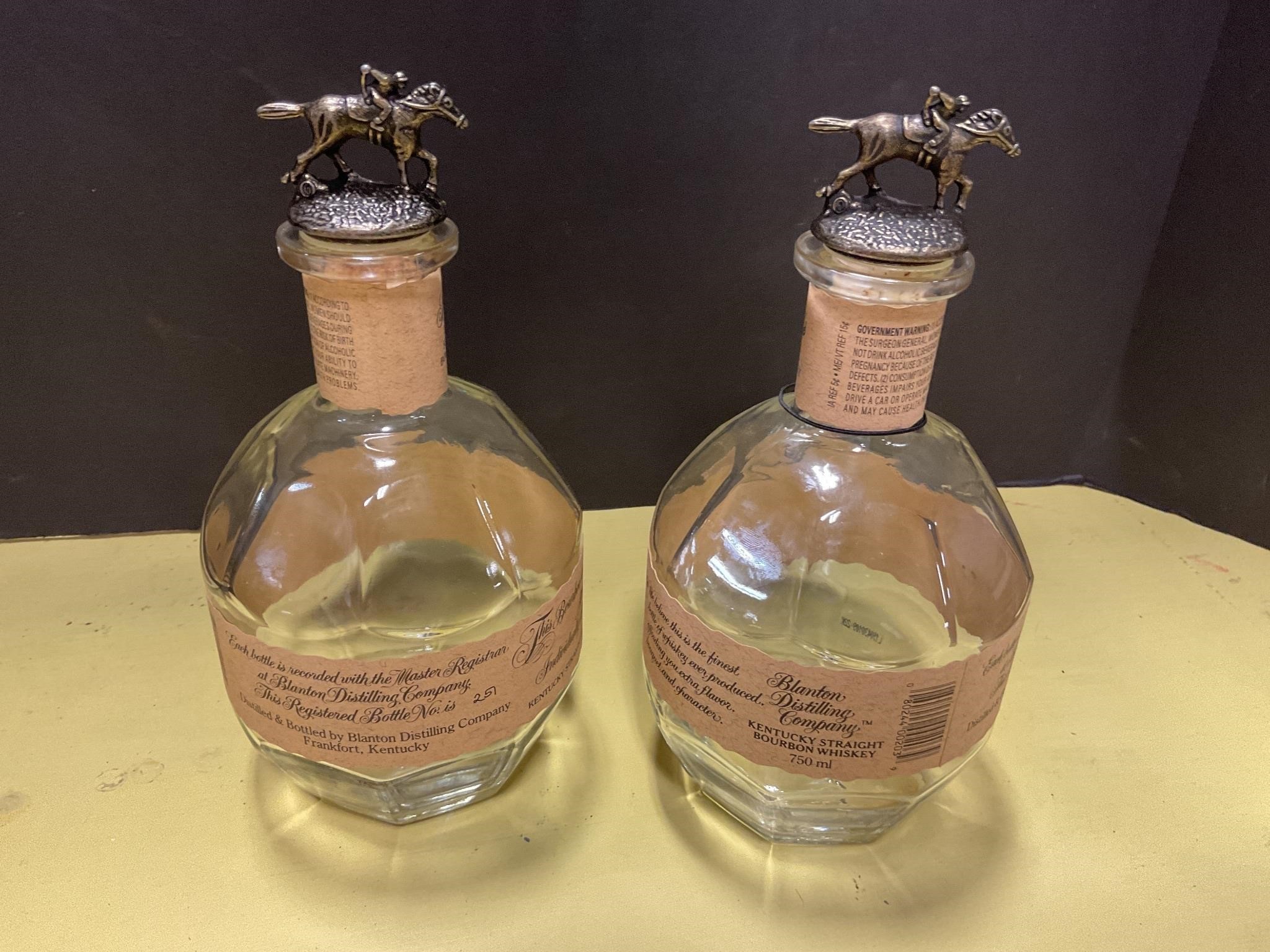 Empty Blanton bottles letter O