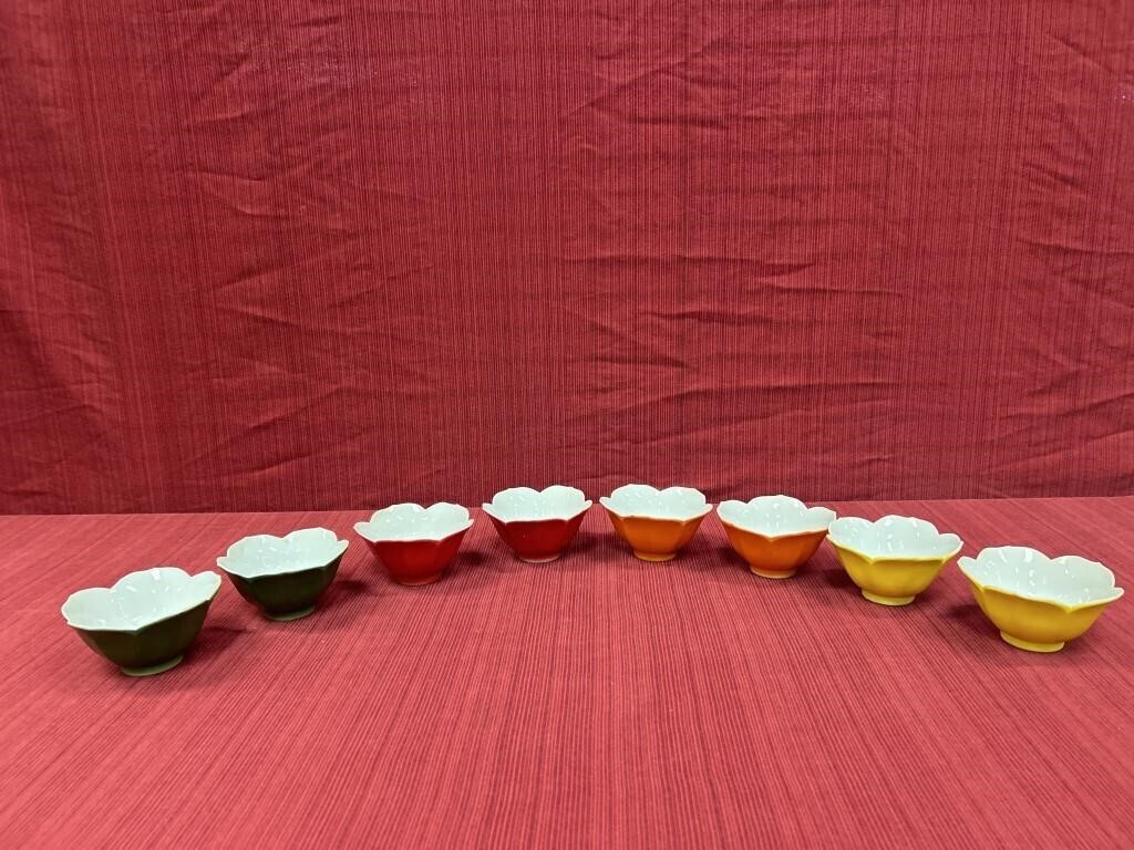 Set of 8 Lotus Flower Midcentury Bowls