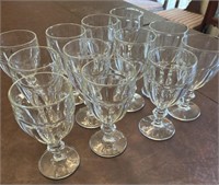 12 PC SET OF CRYSTAL STEMMED PATTERN GLASS