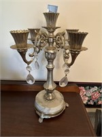 5 ARM CANDLEABRA, PEWTER CUP, ASHTRAY ON STAND,