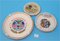 (3) Vintage Ashtrays - Bicentennial Ceramic, + Sou