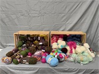 2 Wooden Crate Full of Yarn