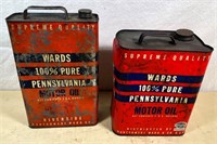 2pcs- 1930s WARDS OIl cans- up to two gallons