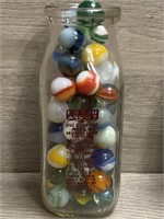 Antique Milk Bottle With Old Marbles #1