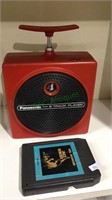 Panasonic 8 track player, bright red, with Neil