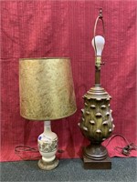 2 Unmatched mid century modern lamps, 1 has no