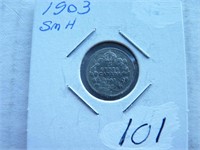 Canada 1903 petit h 5 cent argent