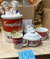 CAMPBELL SOUP GLASSWEAR W/ COOKIE JAR, BOWLS, MUGS