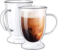 2-Pack 16 oz Double Wall Glass Coffee