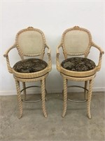 Barstools Lot of 2 with Swivel Upholstered Seats