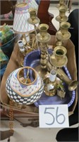 Box Lot of Brass and Lamps