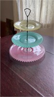 Vintage candlewick three tier cake stand