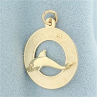 Aruba Dolphin Charm or Pendant in 14k Yellow Gold