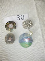 Three Broochs and one Pin--Mixed Lot