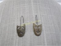 Vintage Sterling Silver Comedy Tragedy Earrings, M