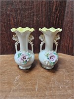 Pair of Vintage Rose Vases Made in Occupied Japan
