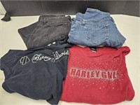Women XL& Sm. Harley Davidson Shirts sz. 14 Jeans