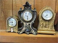 3 Cast Case Mantel Clocks