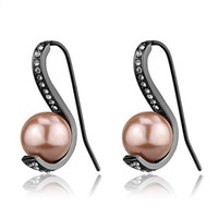 Pretty .08ct White Topaz & 8mm Pearl Earrings