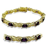 14k Gold-pl. Emerald Cut 5.50ct Amethyst Bracelet