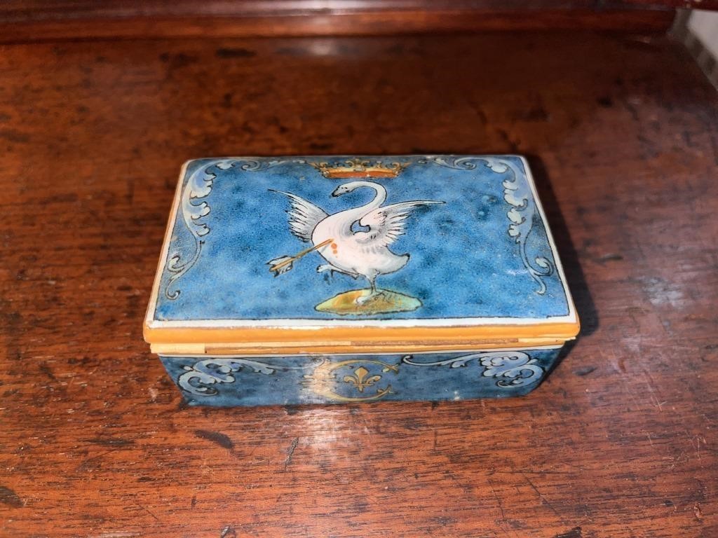 C. 1920 Ulysse Blois Blue French Faience Trinket