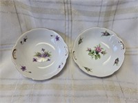 2 small Japanese china dishes with handles