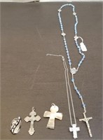 1 Rosary, 3 Pendants & 1 Cross Necklace
