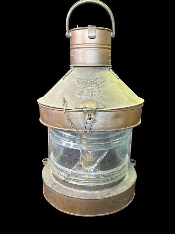 Vintage Anchor copper & brass naval ship lantern