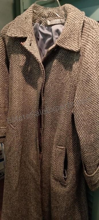 Vintage Larry Lavine Full Length Wool Tweed Coar