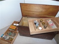 Wooden Box w contents