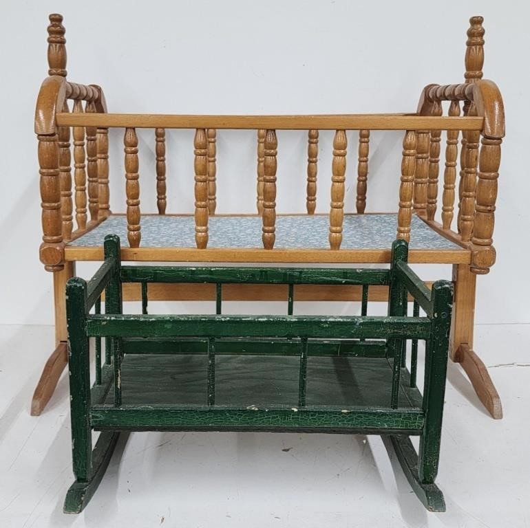 (P) Vintage Play  Wooden Cribs