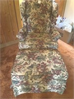 Wing back chair with ottoman