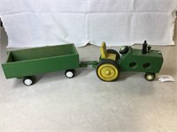 JD WOODEN TRACTOR AND WAGON
