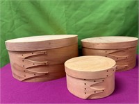 3 Round Wood Nesting / Shaker Style Boxes