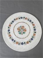 Marquetry Floral Dish Marble Plate Decorative