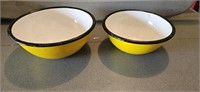 2 Polish Yellow Enamel Ware Bowls