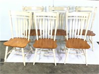 Set of Six Matching White Dining Table Chairs