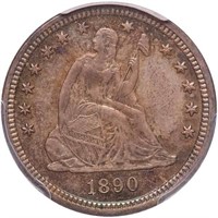 25C 1890 PCGS MS66+ CAC